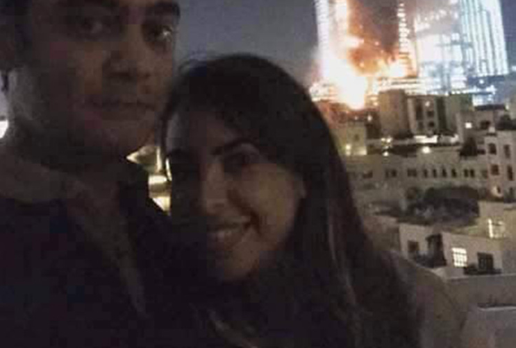 Couple shoots ‘most inappropriate selfie ever’ in front of Dubai skyscraper fire
