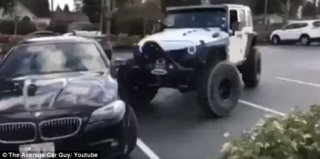 VIDEO: Jeep driver sees badly parked BMW, gives them a push they won’t forget